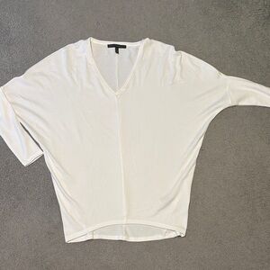 White House Black Market White Sweater V-Neck Top
